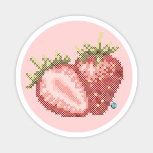 Strawberry Cross  Stitch Magnet